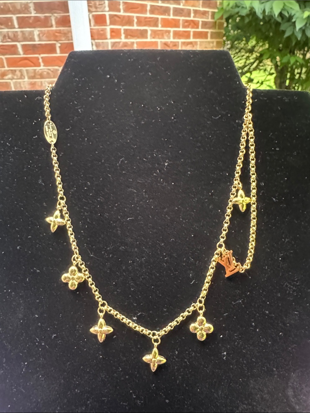 Necklace Gold Floral Charm Station Necklace